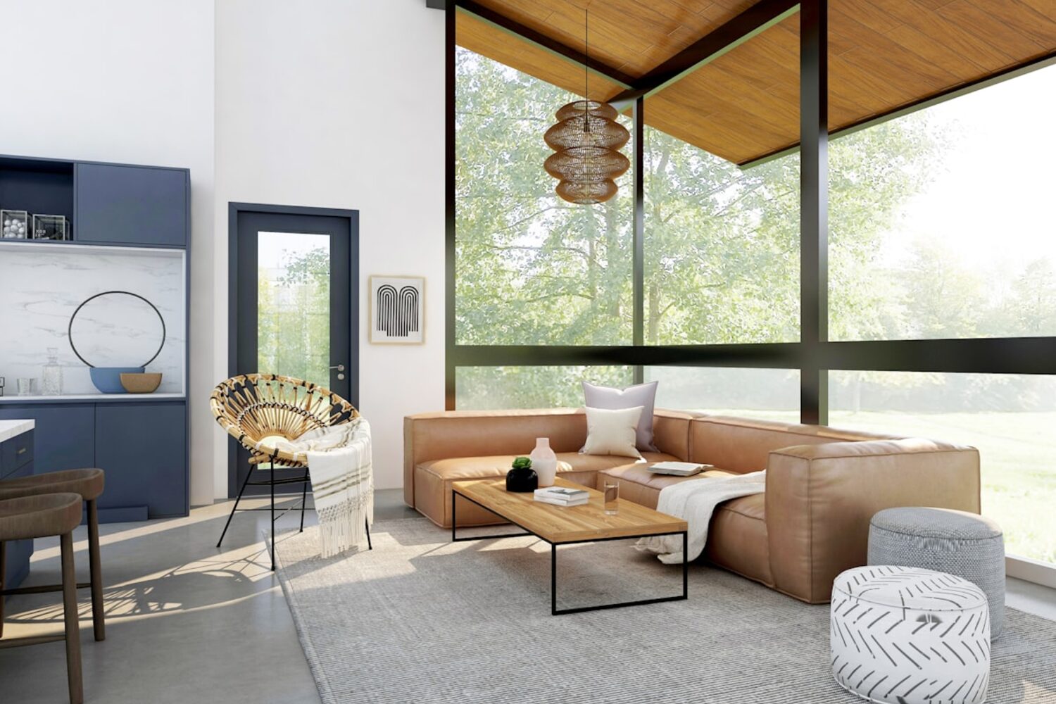 A living room through the day